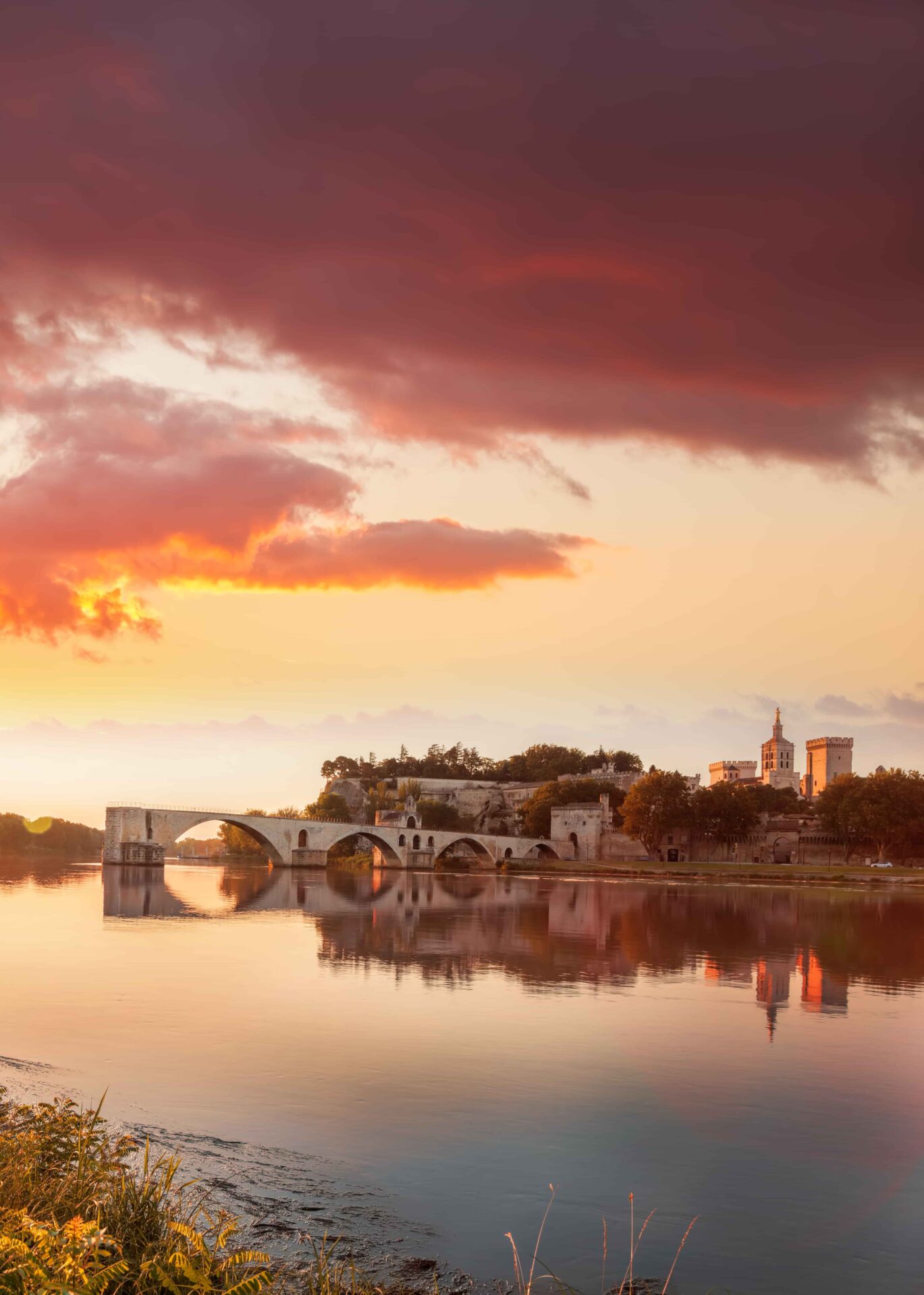 Couché de soleil sur le pont d'Avignon